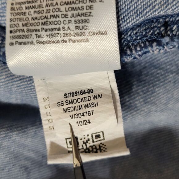 NWT XL NWT Empire Waist Smocked Chambray Denim Jumpsuit Western Milkmaid Preppy - Picture 6 of 9